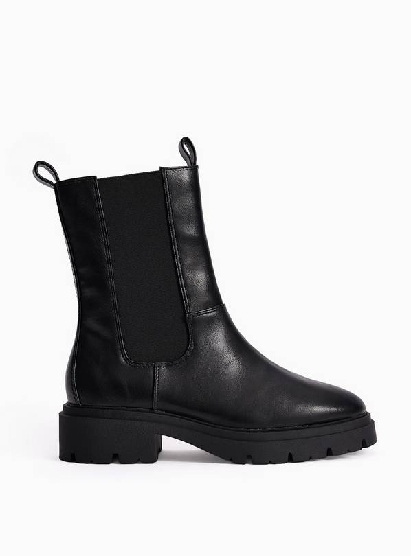 Black Longline Chunky Chelsea Boots 4