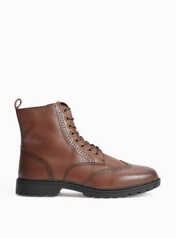 Brown Smart Leather Lace Up Boots 11