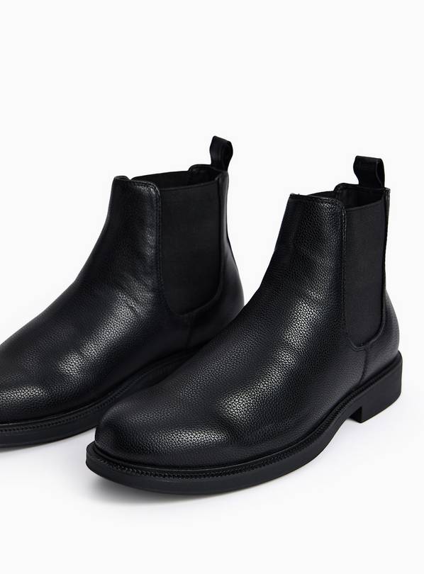 Black Elasticated Chelsea Boots 11
