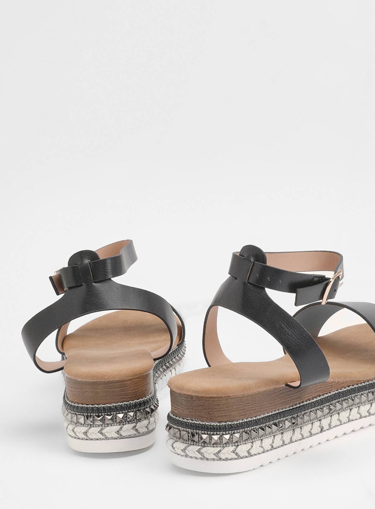 DOROTHY PERKINS Good For The Sole: Hester Faux Leather Embellished Flatform Wedge Sandals Black 3 - Image 4