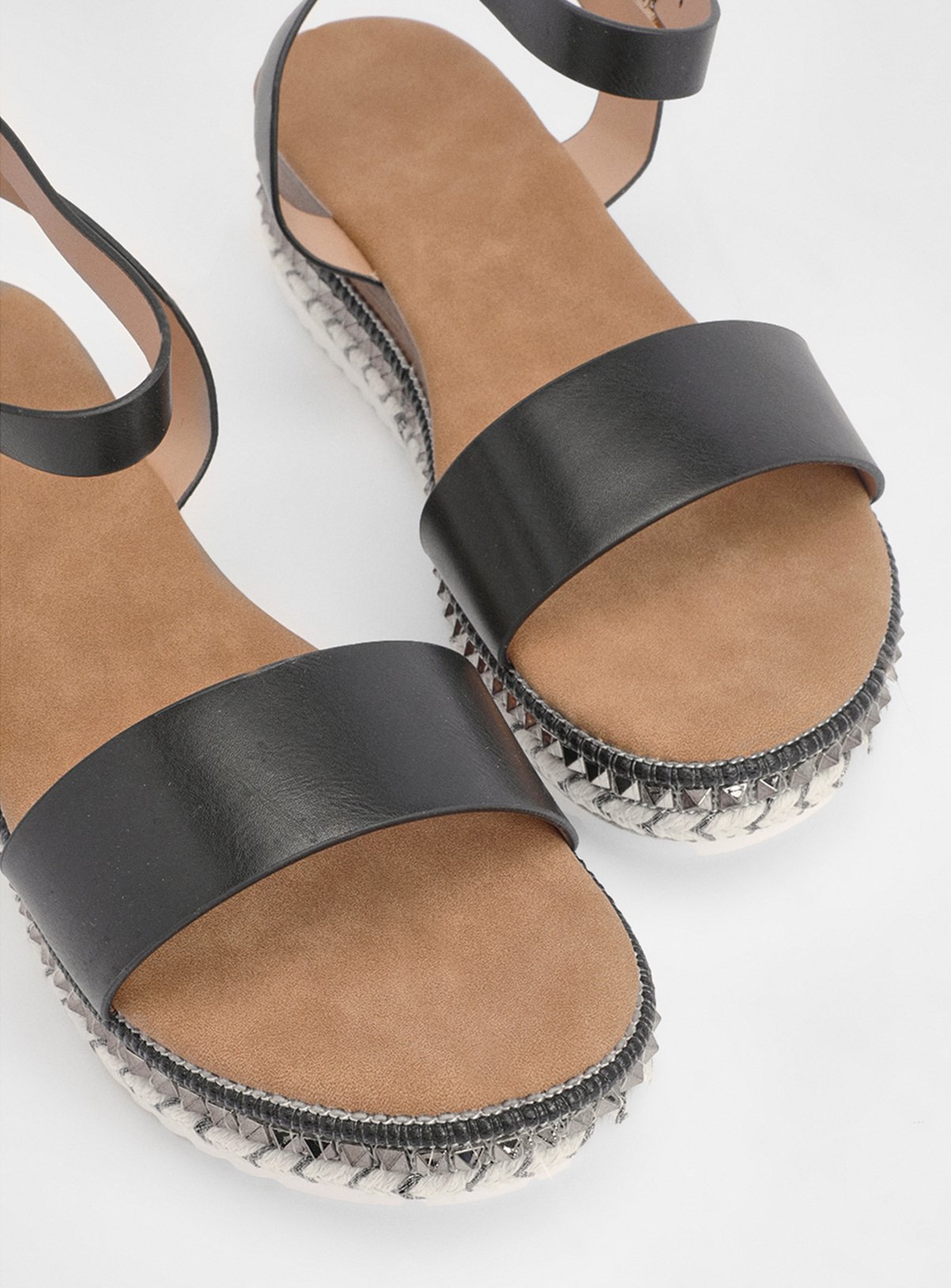 DOROTHY PERKINS Good For The Sole: Hester Faux Leather Embellished Flatform Wedge Sandals Black 3 - Image 5 thumbnail