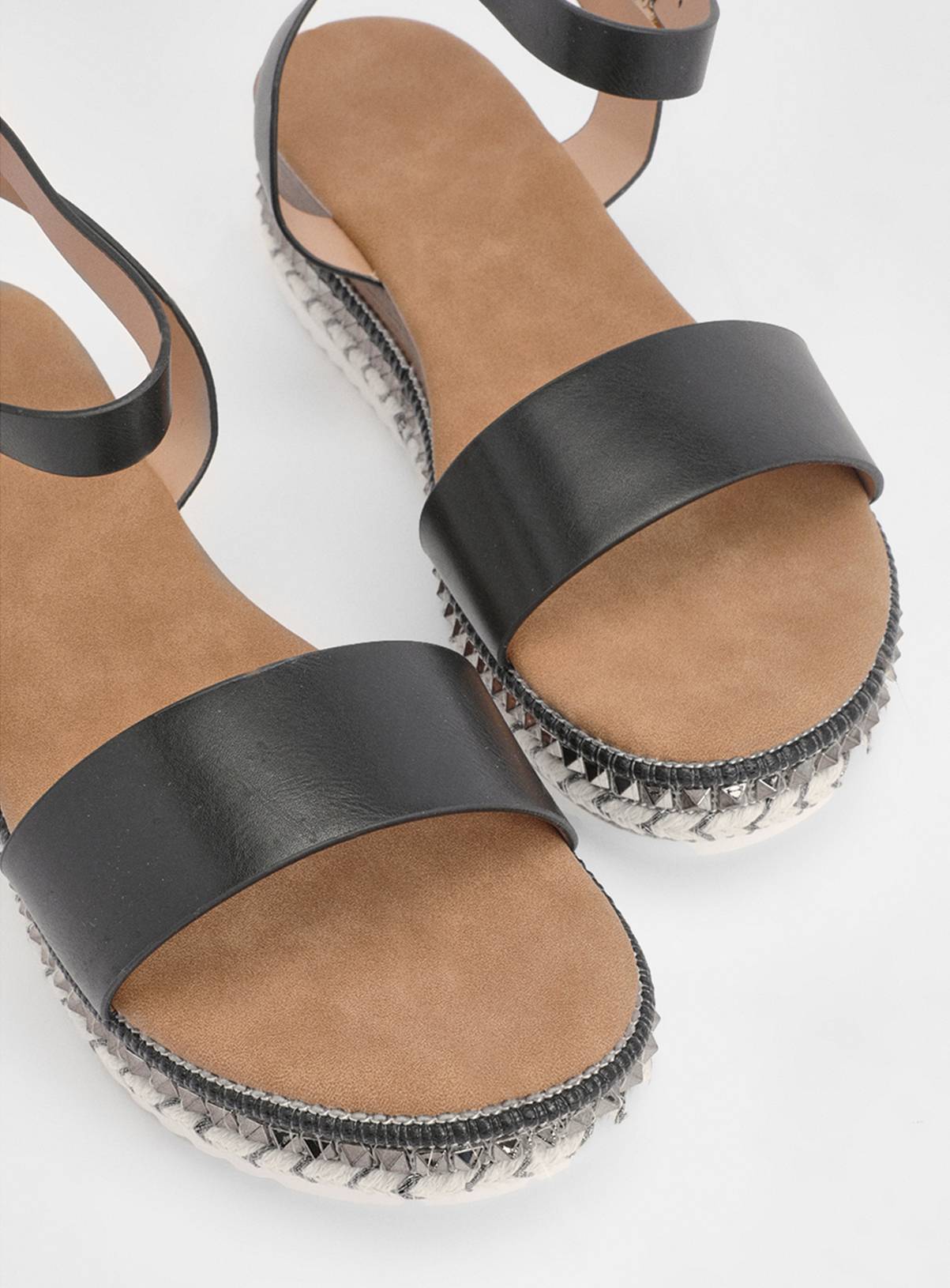 DOROTHY PERKINS Good For The Sole: Hester Faux Leather Embellished Flatform Wedge Sandals Black 3 - Image 5