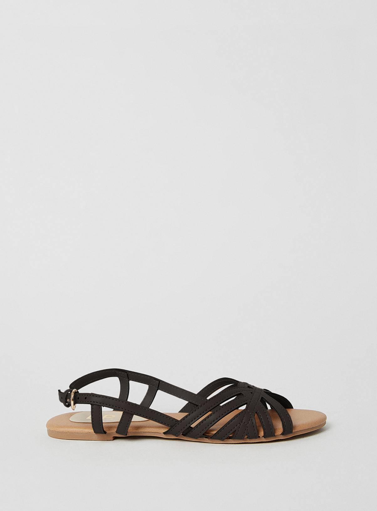 DOROTHY PERKINS Fiona Faux Leather Lattice Peep Toe Slingback Flat Sandals Black 4 - Image 2