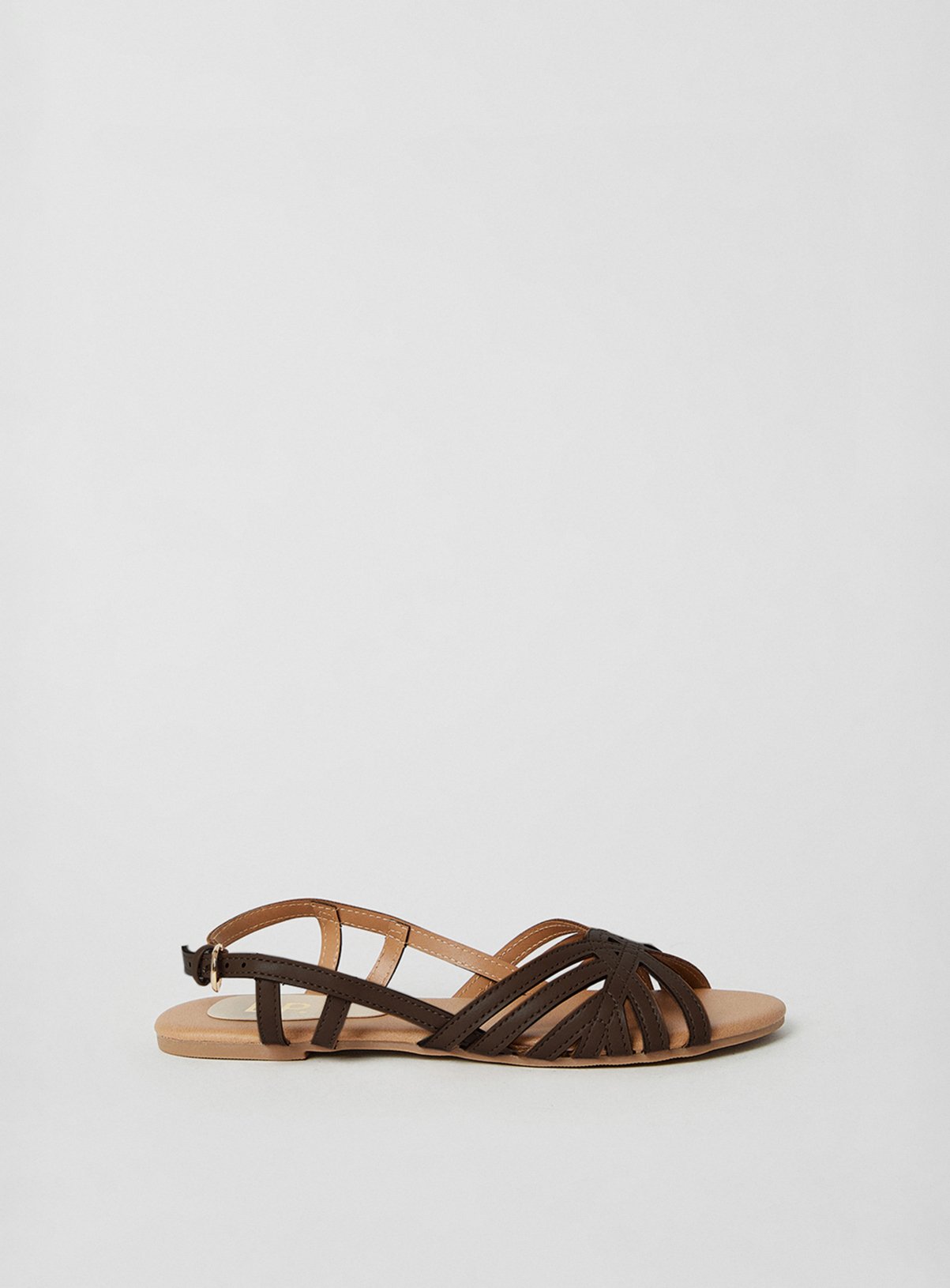 DOROTHY PERKINS Fiona Faux Leather Lattice Peep Toe Slingback Flat Sandals Brown 6 - Image 2 thumbnail