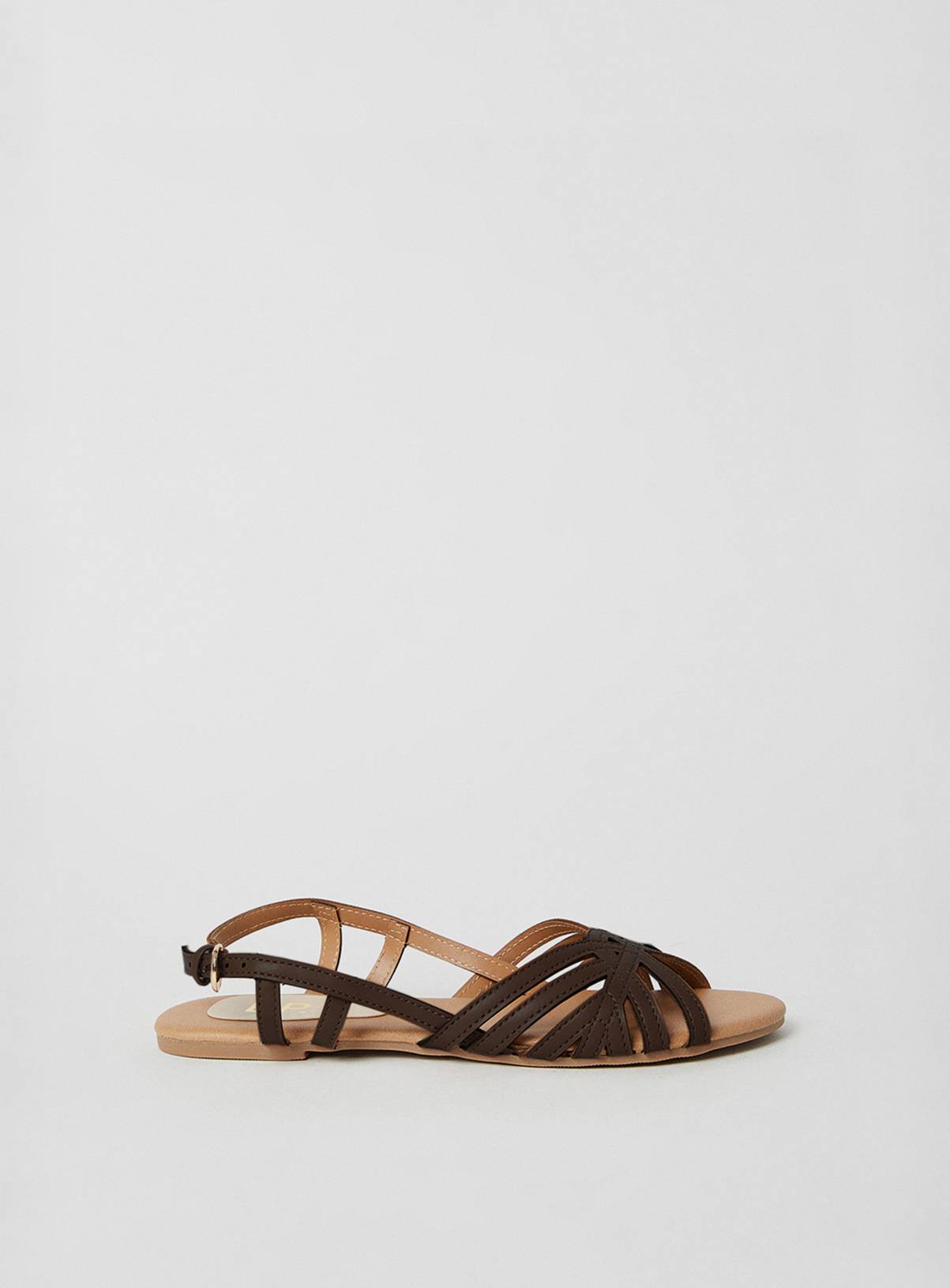 DOROTHY PERKINS Fiona Faux Leather Lattice Peep Toe Slingback Flat Sandals Brown 6 - Image 2