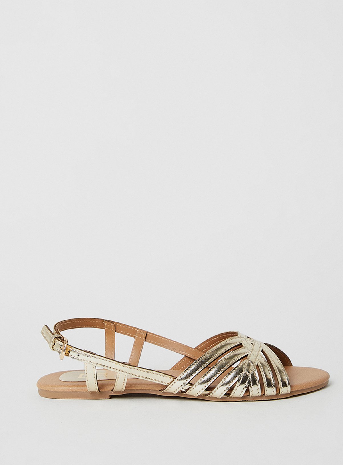 DOROTHY PERKINS Fiona Faux Leather Lattice Peep Toe Slingback Flat Sandals Gold 8 - Image 2 thumbnail