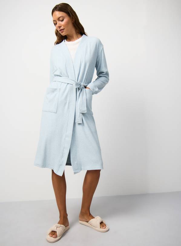 Blue Ribbed Dressing Gown M