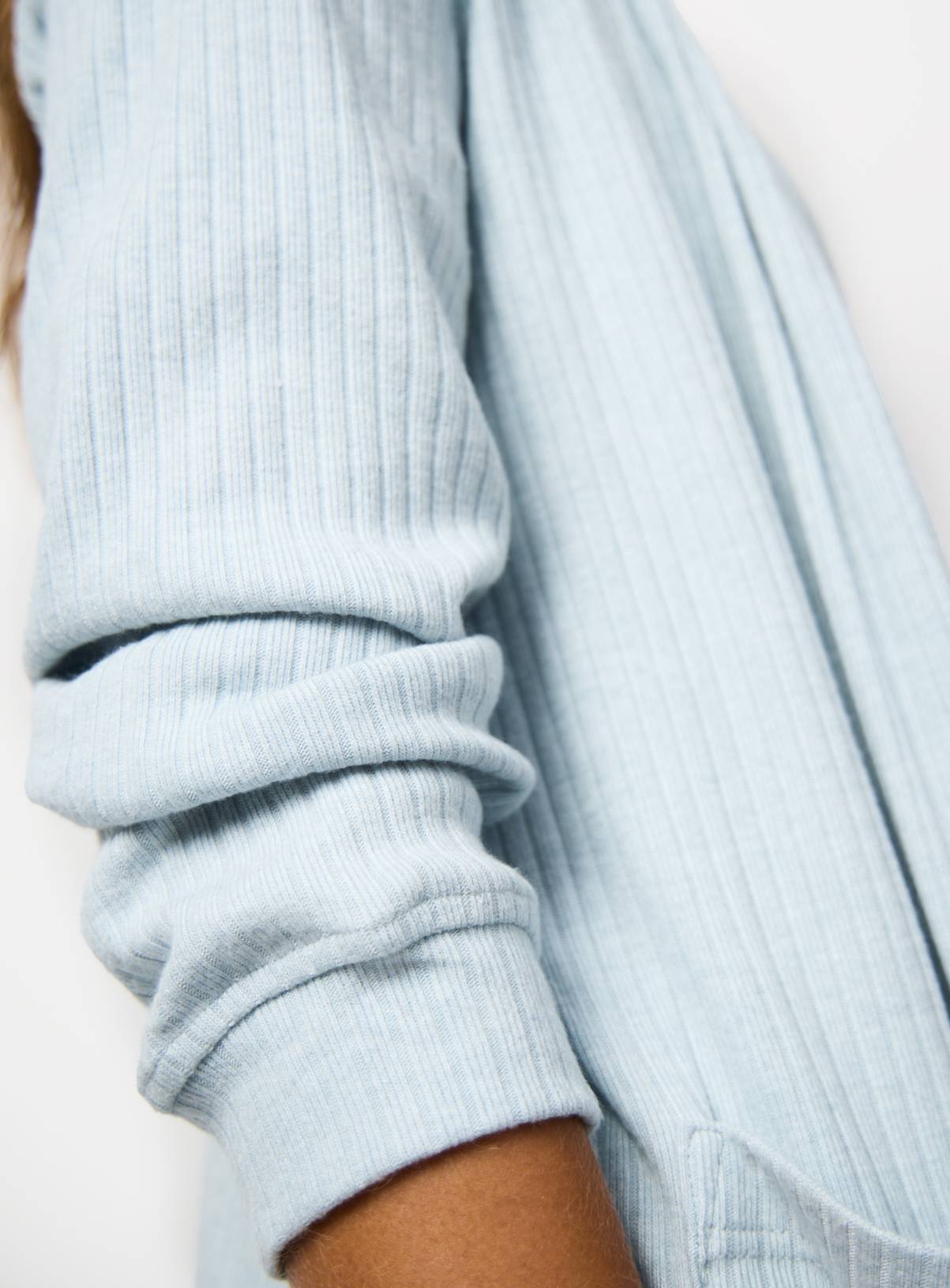 Blue Ribbed Dressing Gown M - Image 3