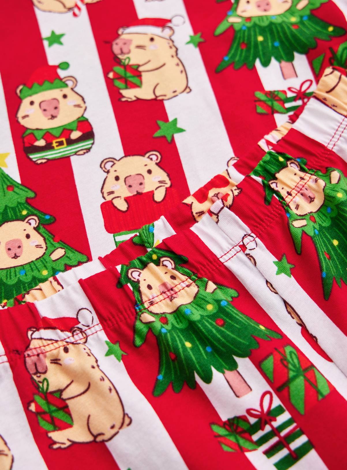 Capybara Red and White Striped Crewneck Pyjama Set 4-5 years - Image 2