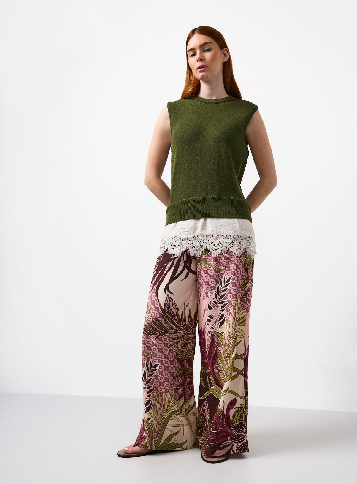 Khaki Sleeveless Lace 2 in 1 Top 12 - Image 2 thumbnail