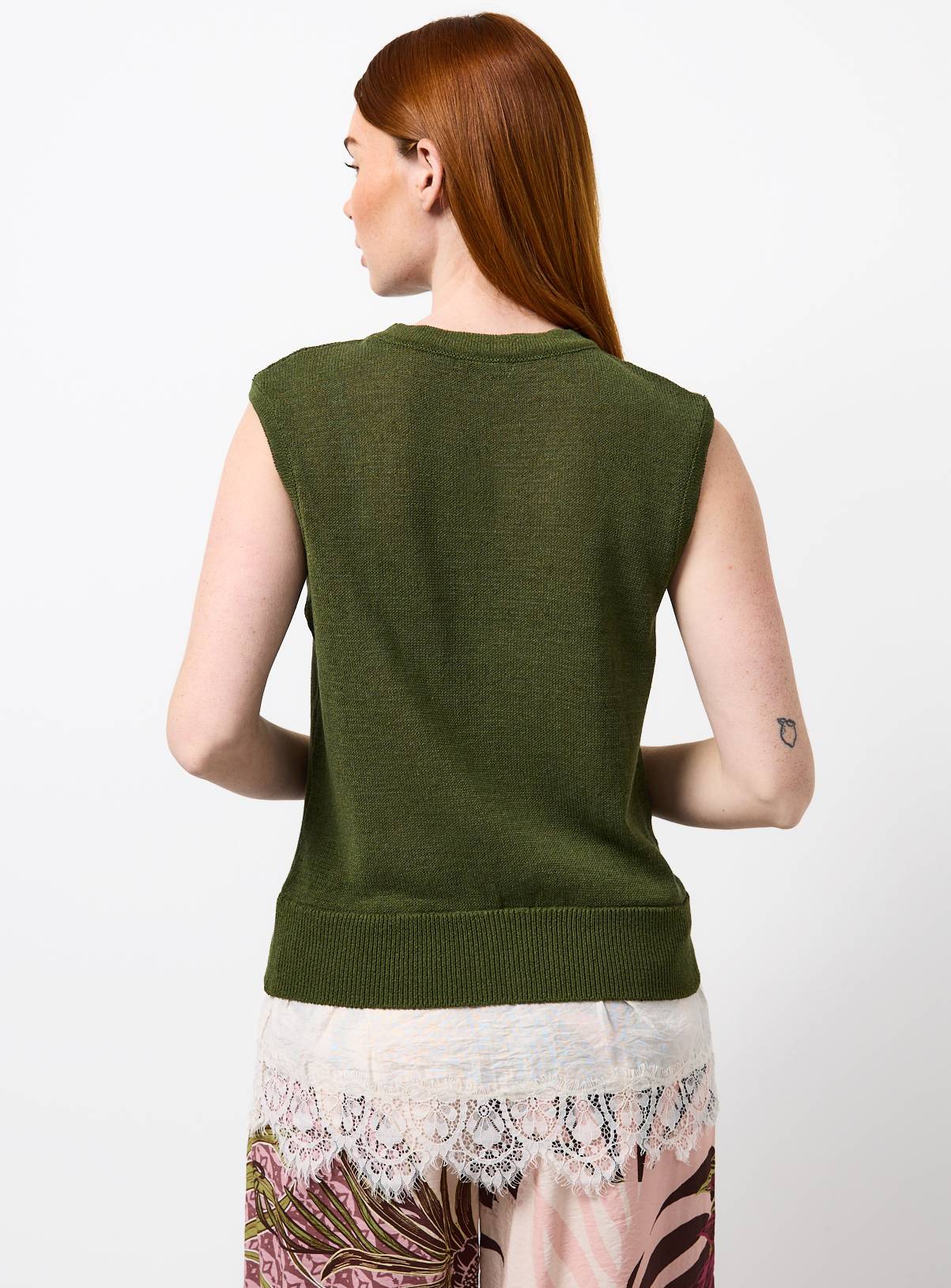 Khaki Sleeveless Lace 2 in 1 Top 12 - Image 4