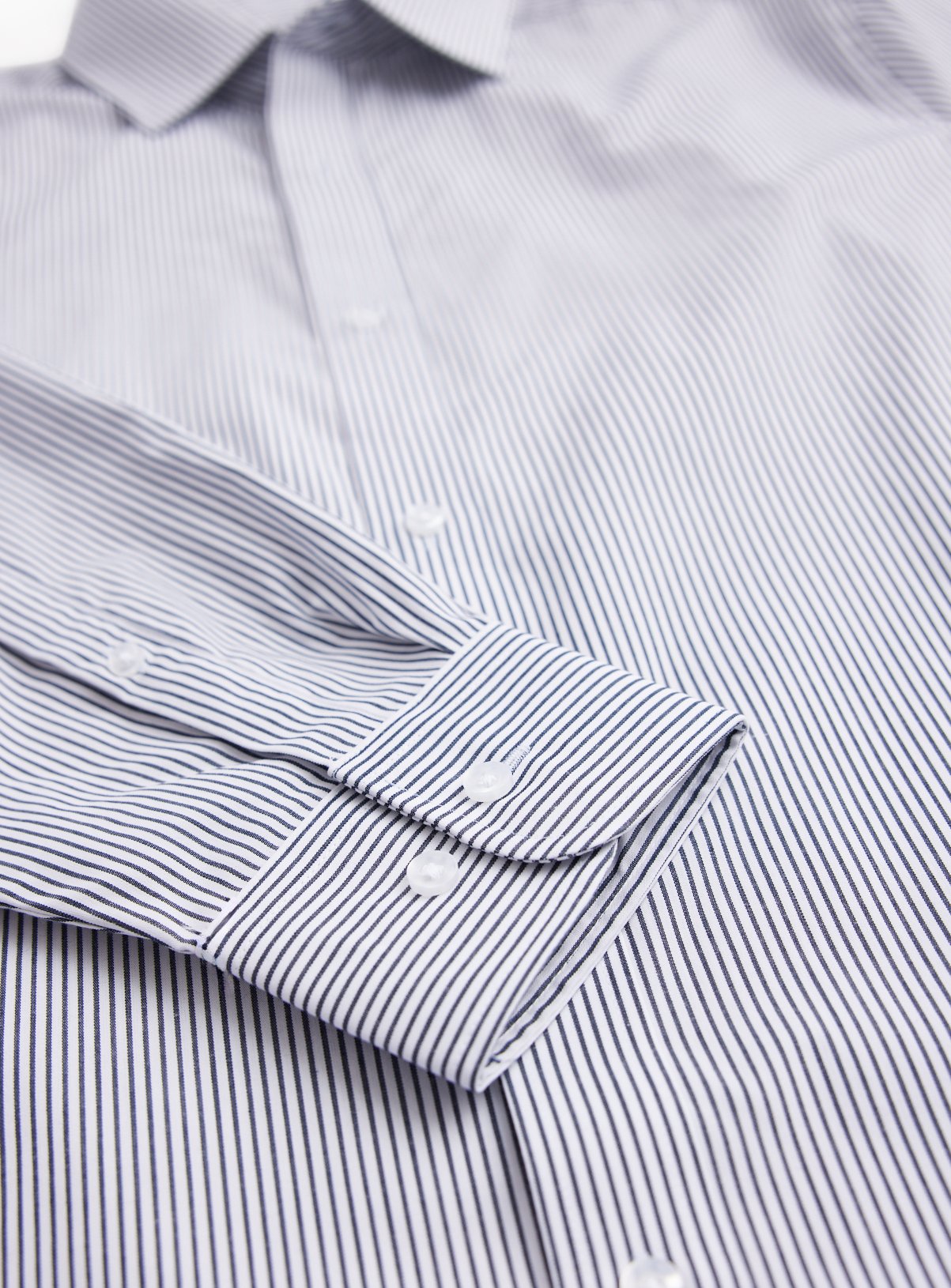 White & Navy Stripe Regular Fit Long Sleeve Shirts 2 Pack 16 - Image 4 thumbnail