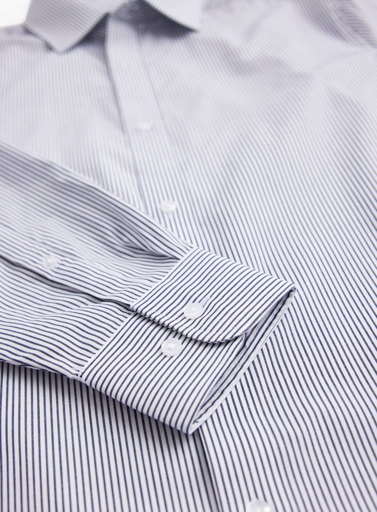 White & Navy Stripe Regular Fit Long Sleeve Shirts 2 Pack 16 - Image 4