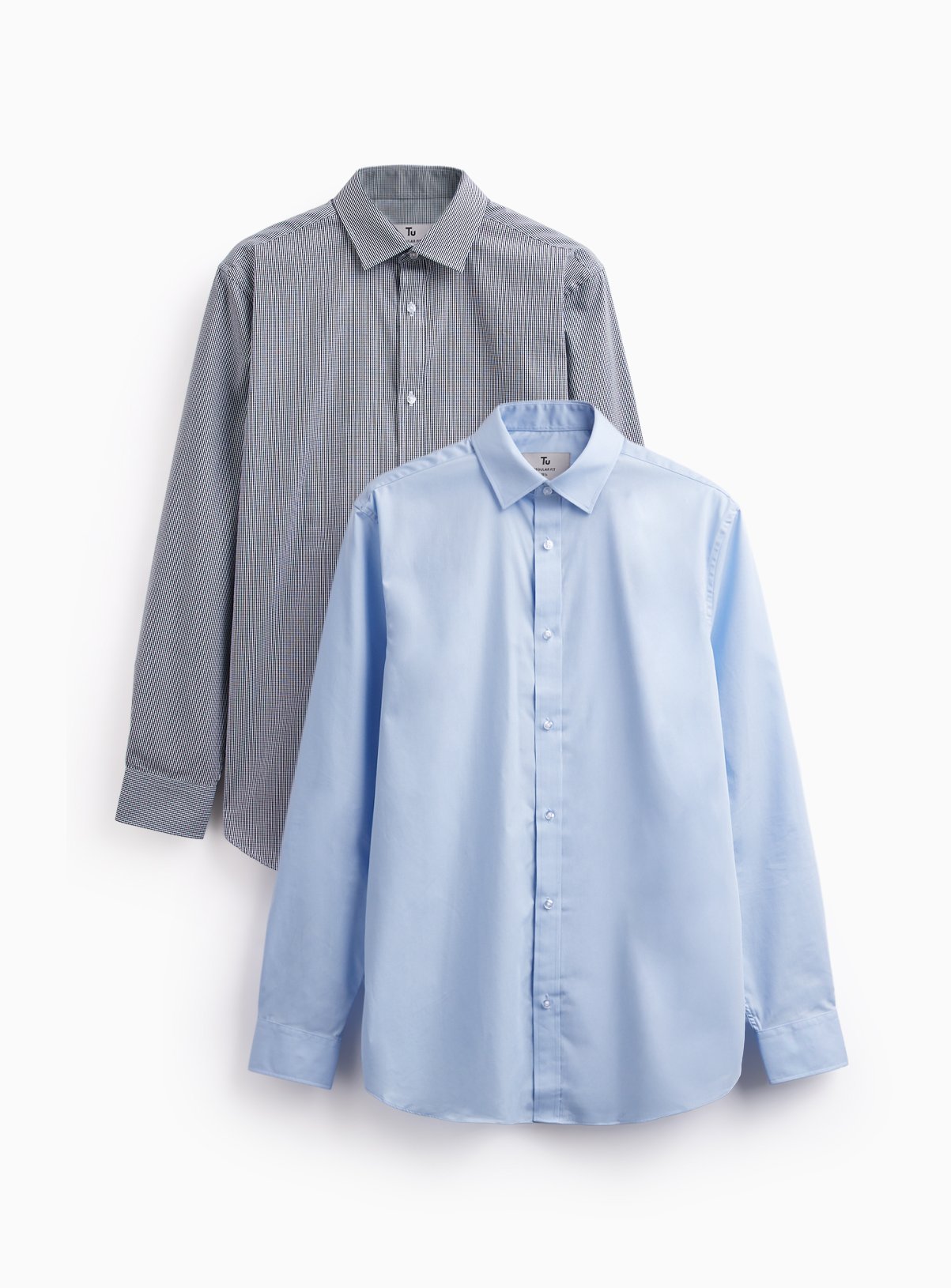 Regular Fit Blue Long Sleeved Shirts 2-Pack 20 - Image 2 thumbnail