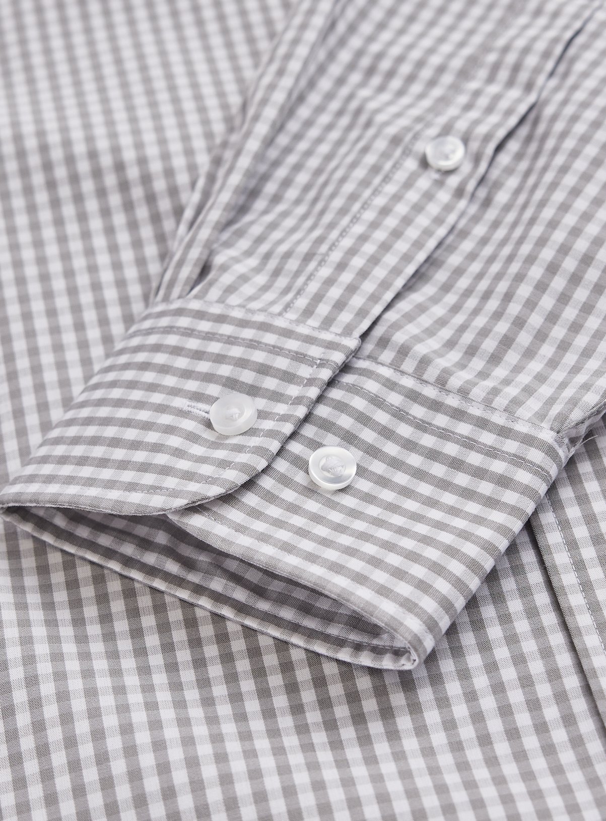 Grey Gingham & Plain Grey Long Sleeve Formal Shirts 2 Pack 15.5 - Image 4 thumbnail