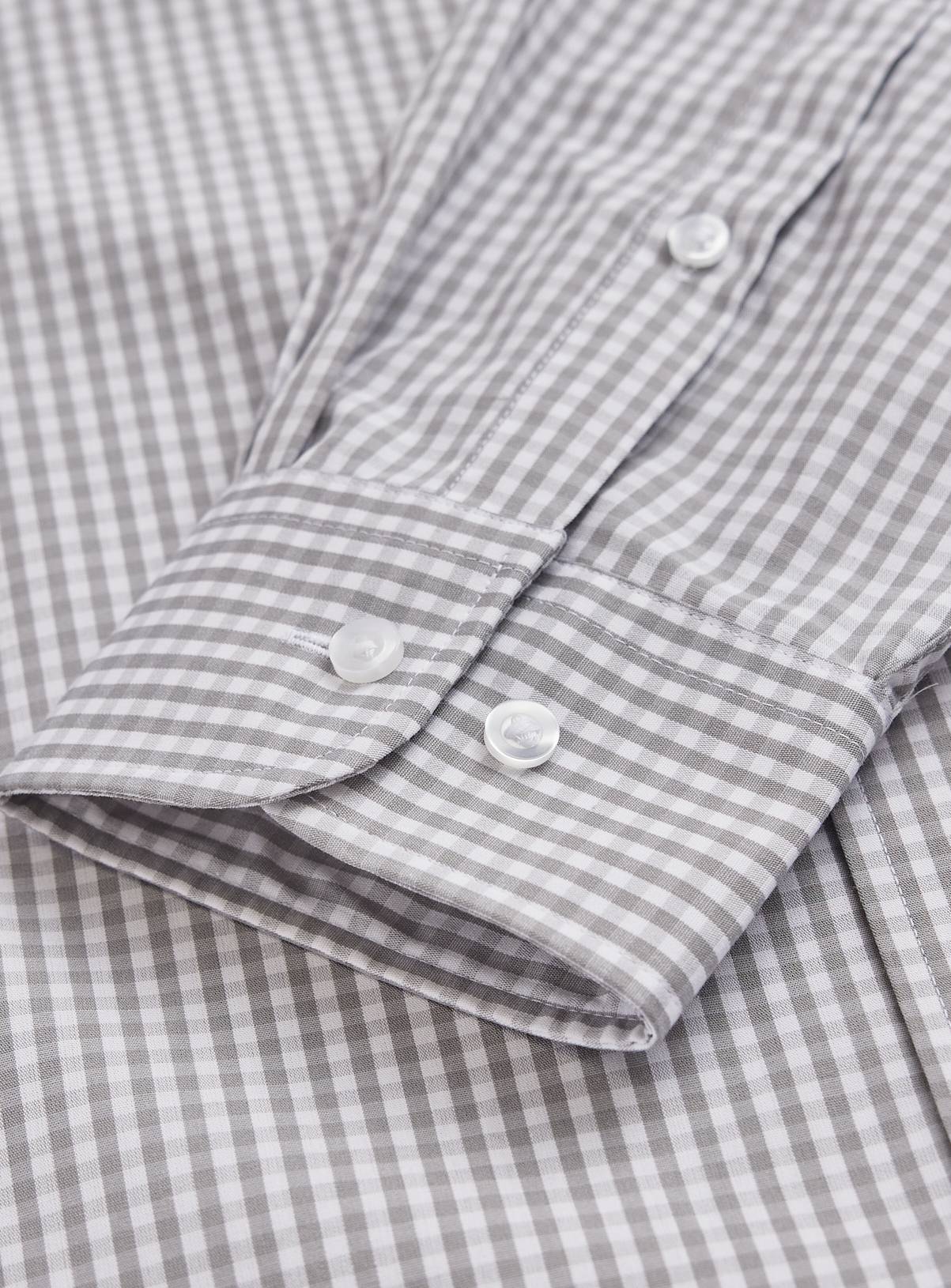 Grey Gingham & Plain Grey Long Sleeve Formal Shirts 2 Pack 15.5 - Image 4