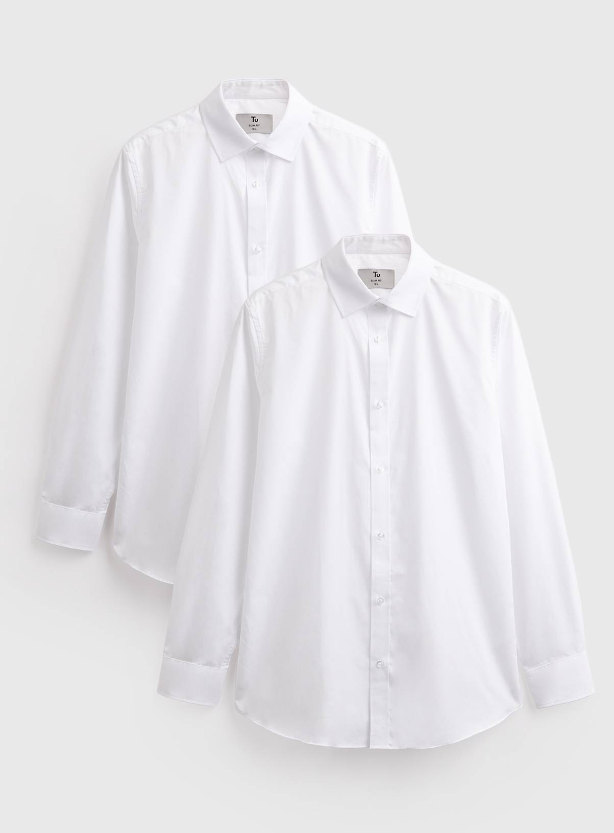 White Basic Slim Fit Shirts 2 Pack  17.5 - Image 1