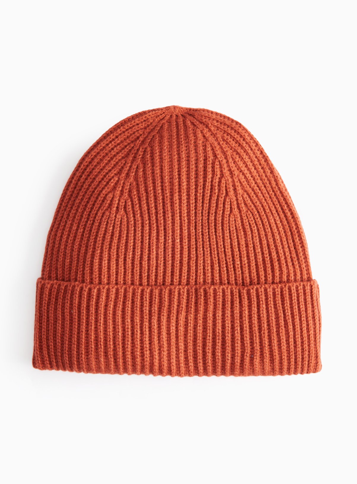 Rust Ribbed Beanie Hat One Size - Image 2 thumbnail