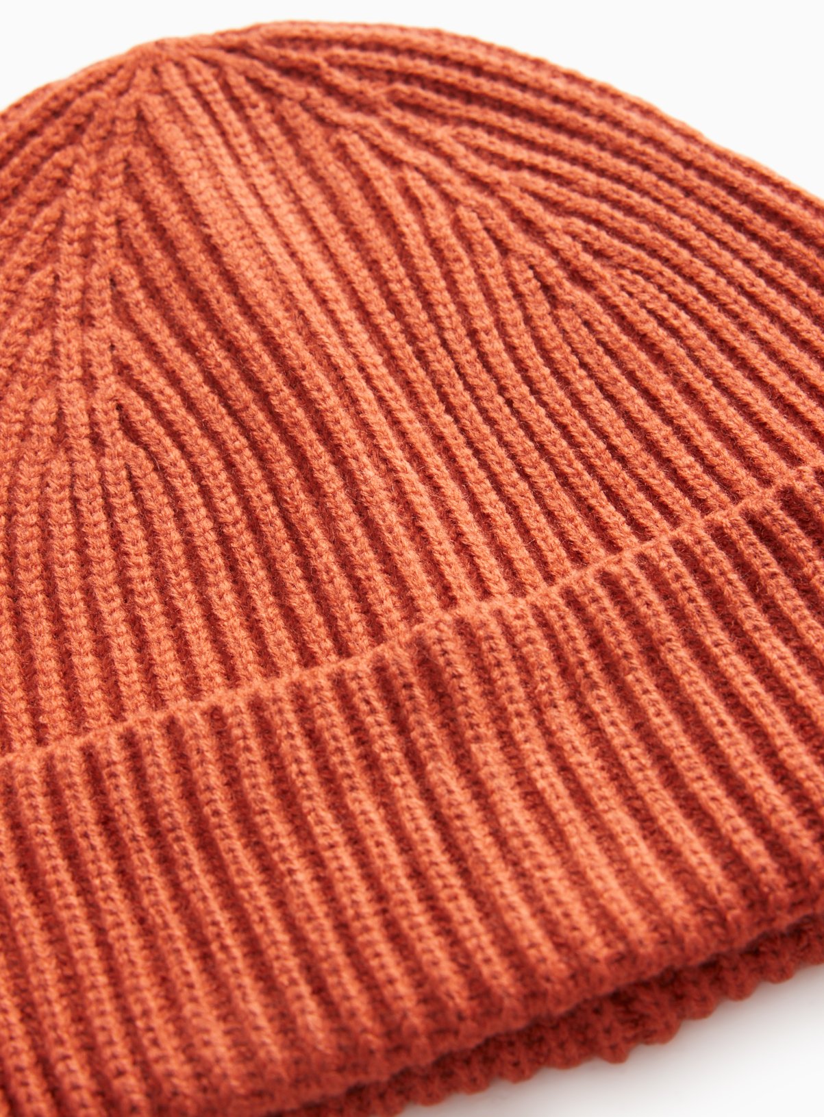 Rust Ribbed Beanie Hat One Size - Image 3 thumbnail
