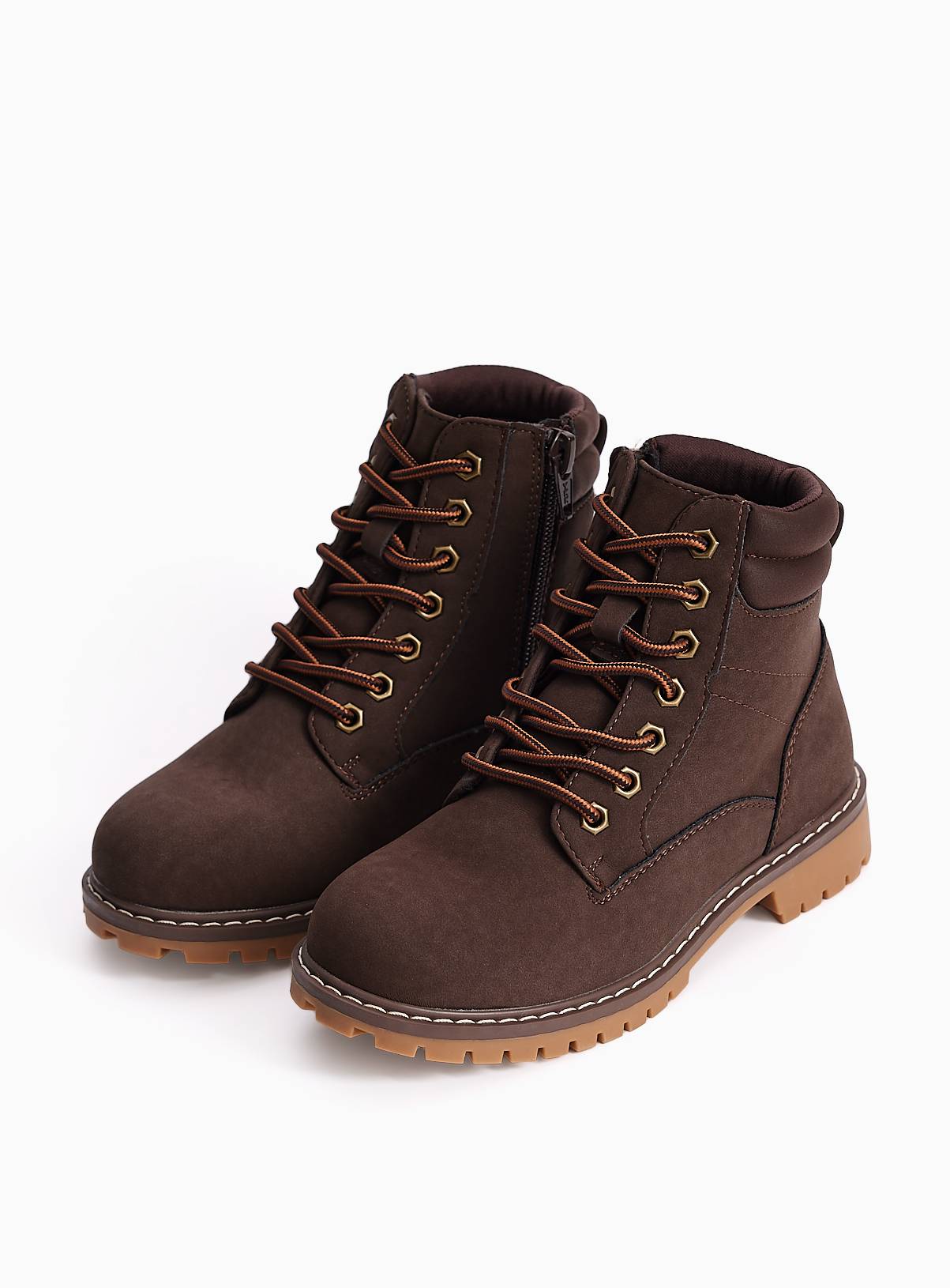 Brown Lace-Up Worker Boots 2 - Image 2