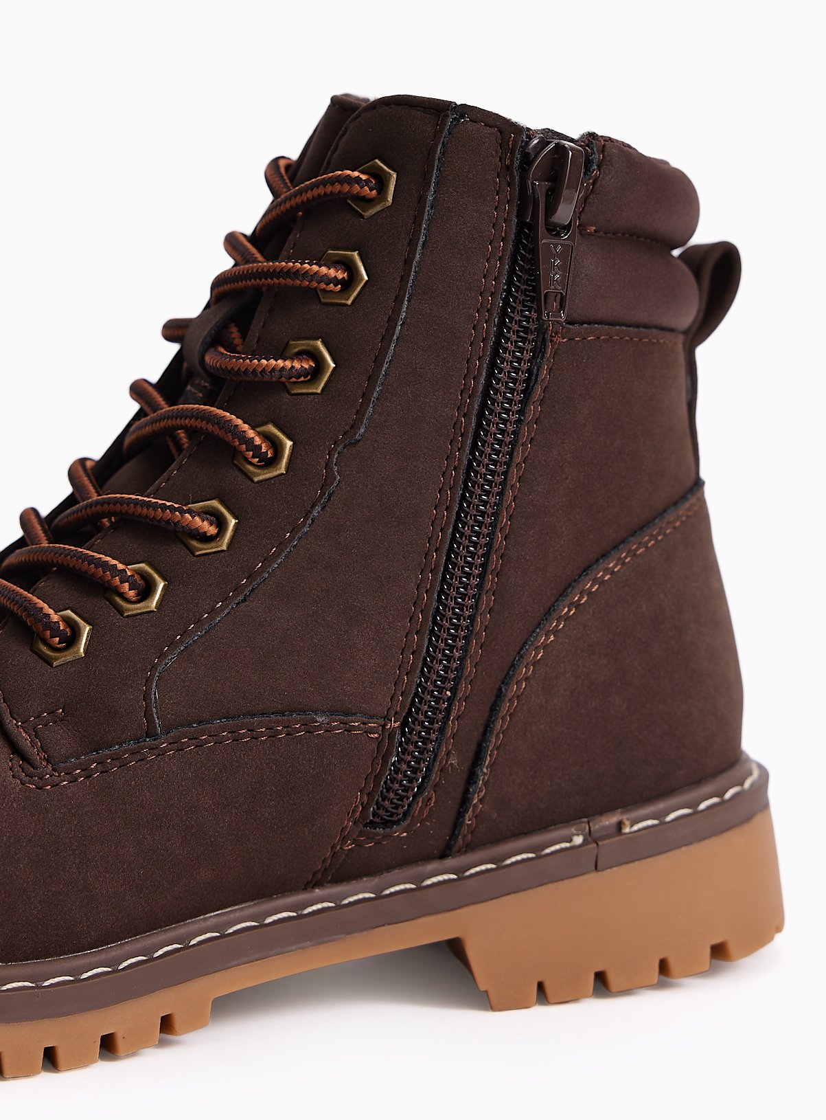 Brown Lace-Up Worker Boots 2 - Image 3 thumbnail