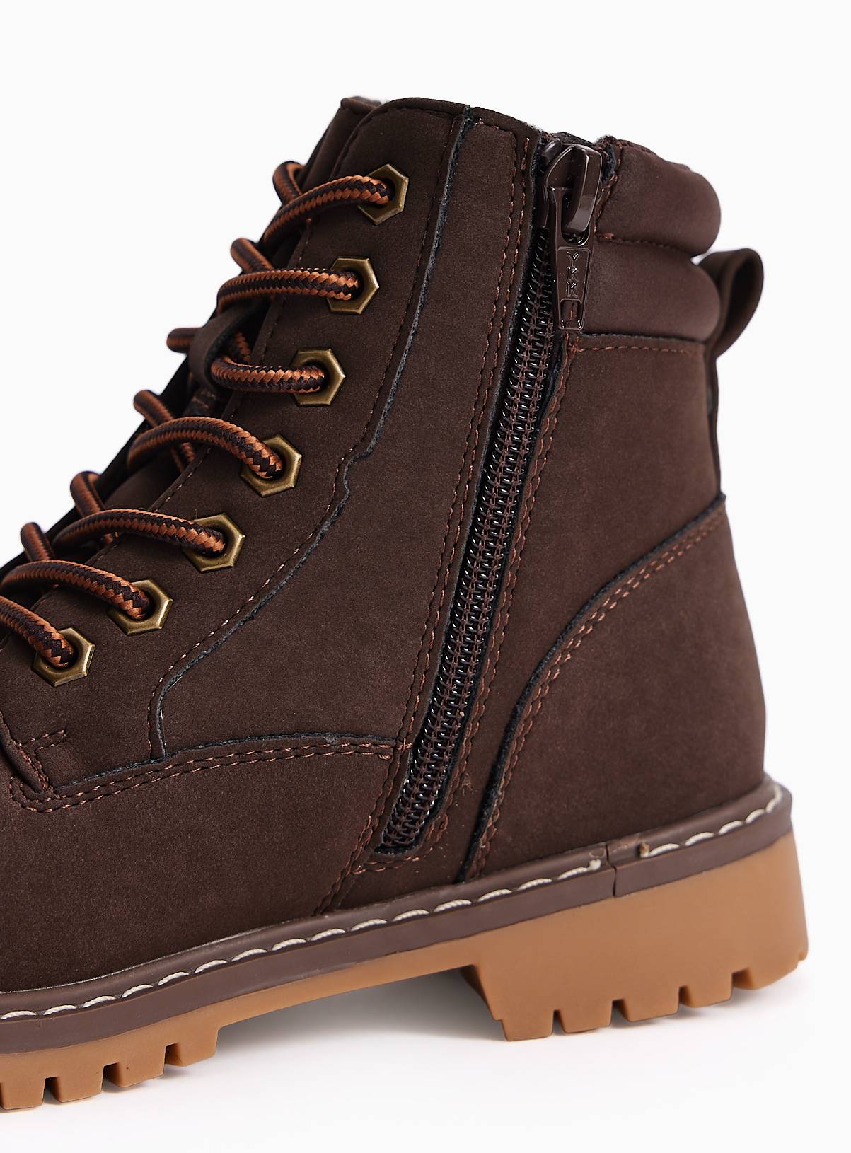 Brown Lace-Up Worker Boots 2 - Image 3