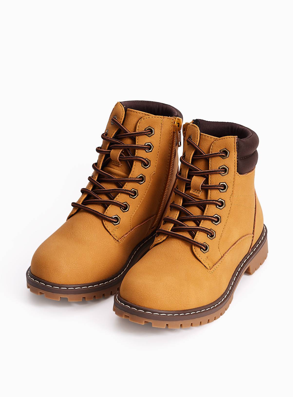 Tan Lace-Up Worker Boots 12 Infant - Image 1