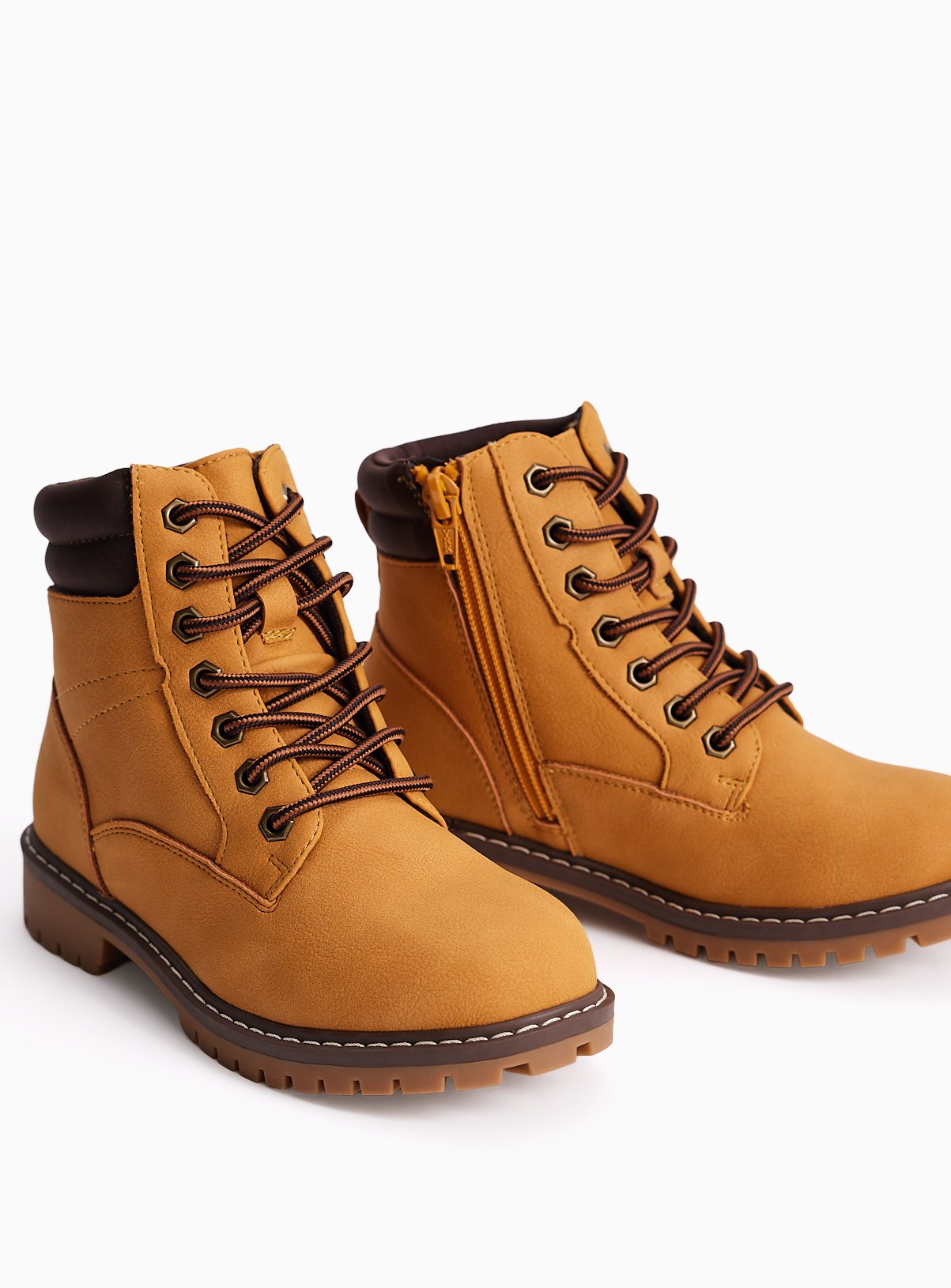 Tan Lace-Up Worker Boots 12 Infant - Image 3 thumbnail
