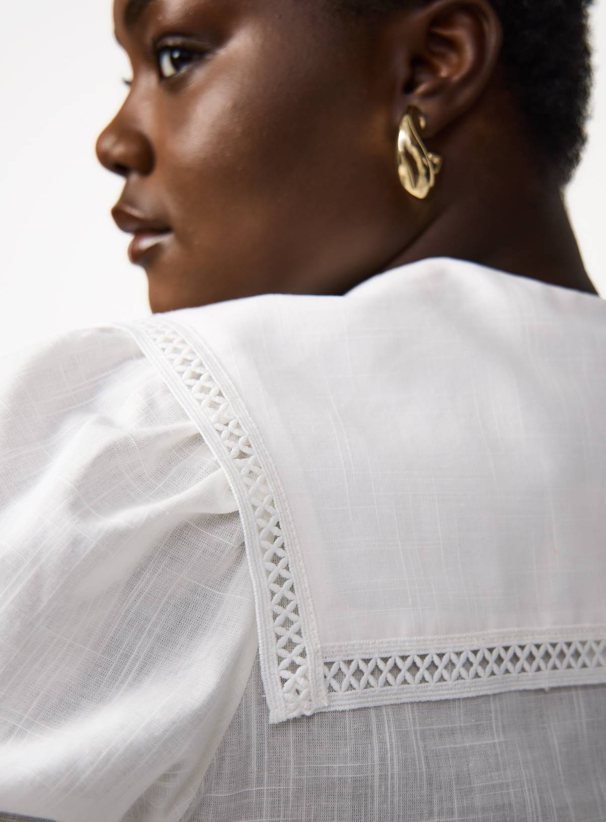 White Lace Trim Detail Half Sleeve Blouse 12 - Image 3