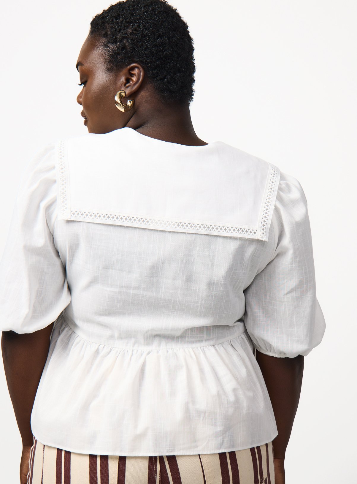 White Lace Trim Detail Half Sleeve Blouse 12 - Image 4 thumbnail