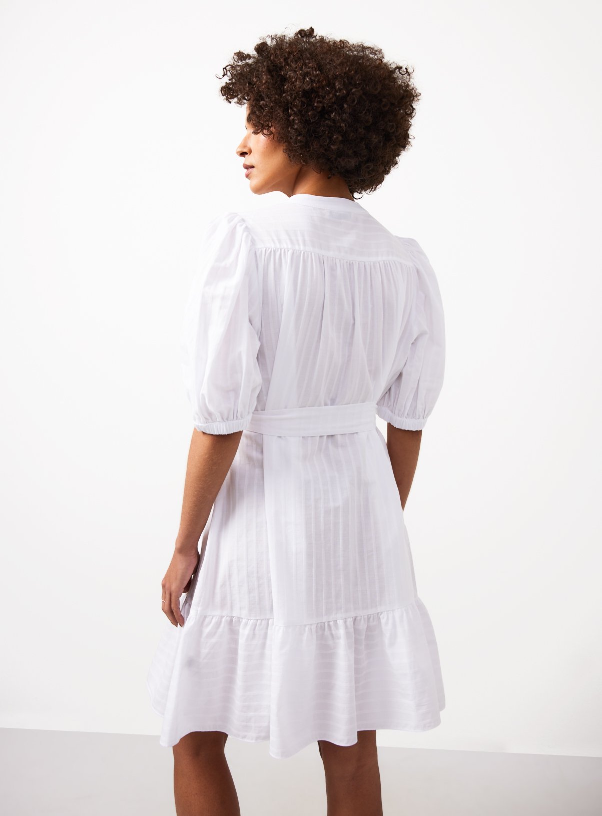 White Stripe Print Mini Shirt Dress 18 - Image 3 thumbnail