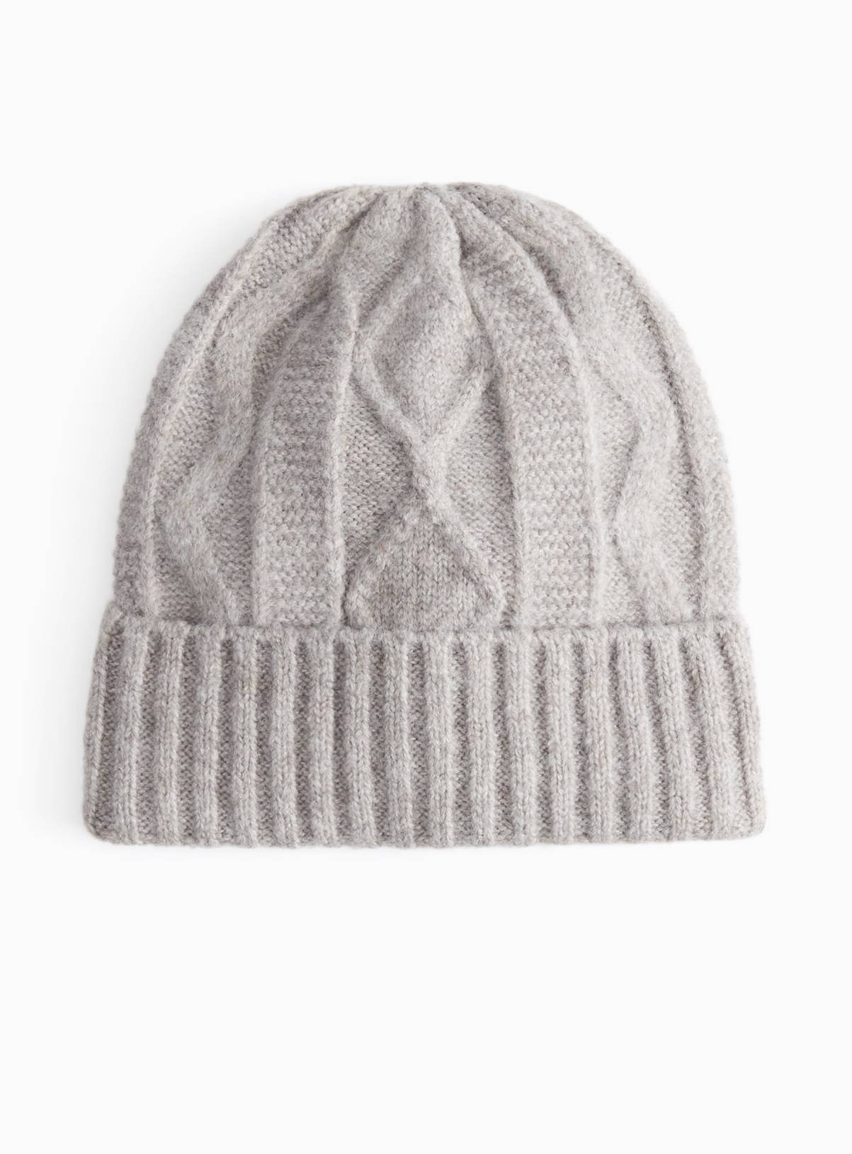 Oatmeal Cable Knit Beanie Hat One Size - Image 2