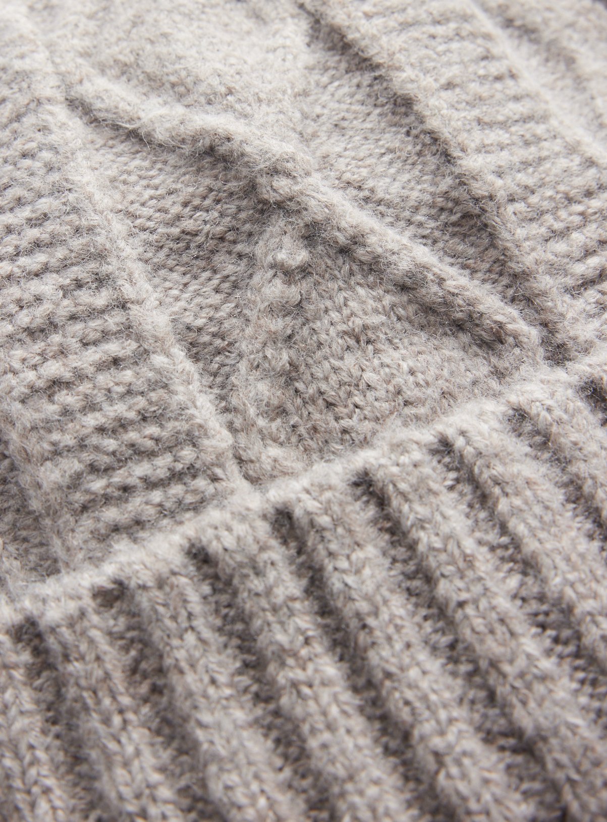 Oatmeal Cable Knit Beanie Hat One Size - Image 3 thumbnail