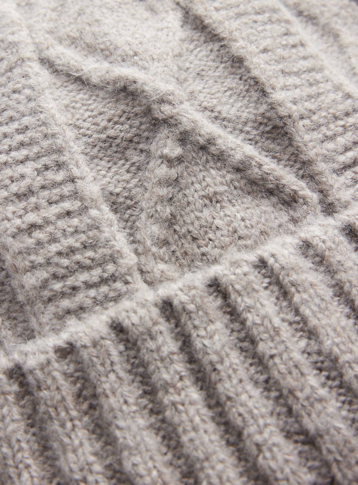 Oatmeal Cable Knit Beanie Hat One Size - Image 3