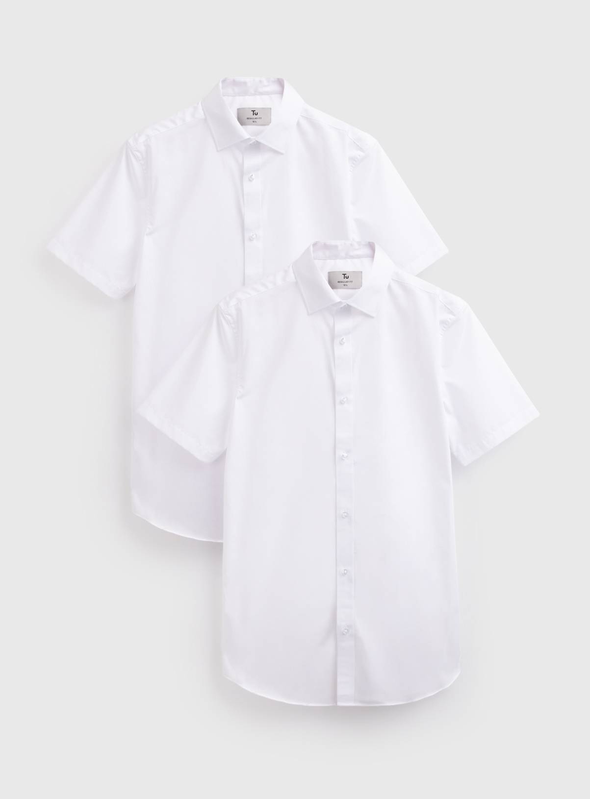 Regular Fit White Short Sleeved Shirts 2-Pack 20 - Image 1