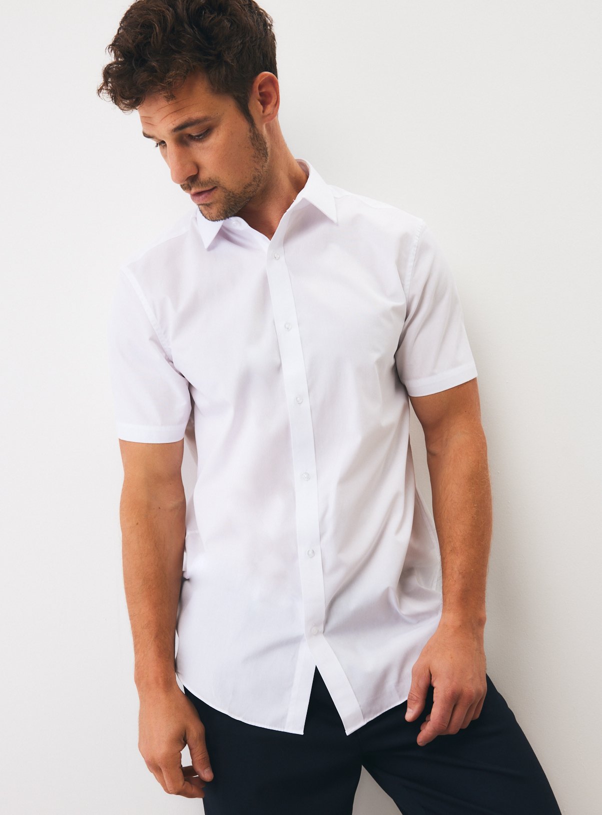 Regular Fit White Short Sleeved Shirts 2-Pack 20 - Image 2 thumbnail