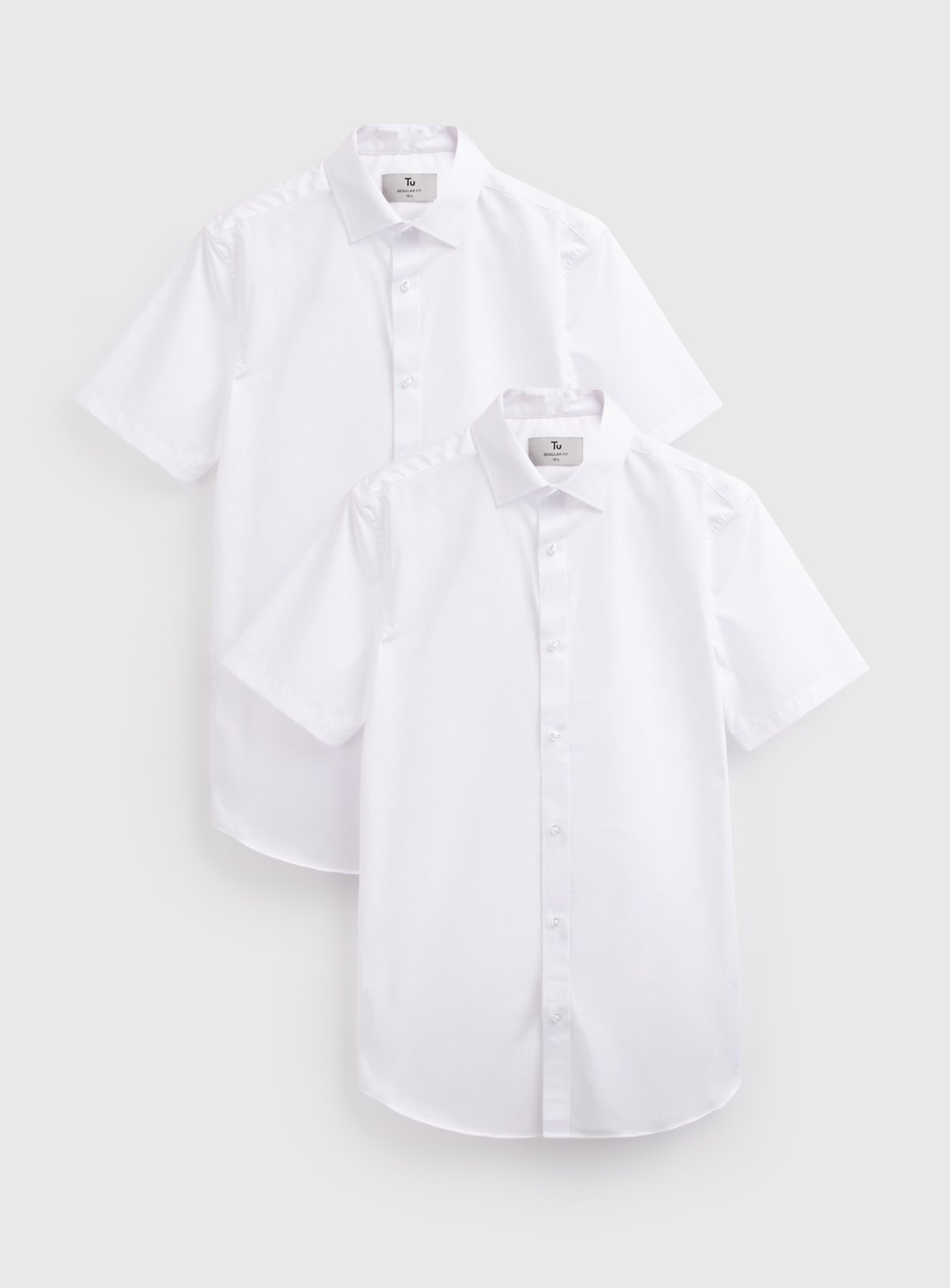 Regular Fit White Short Sleeved Shirts 2-Pack 15.5 - Image 1 thumbnail