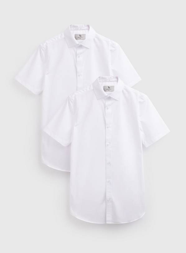 Regular Fit White Short Sleeved Shirts 2-Pack 15