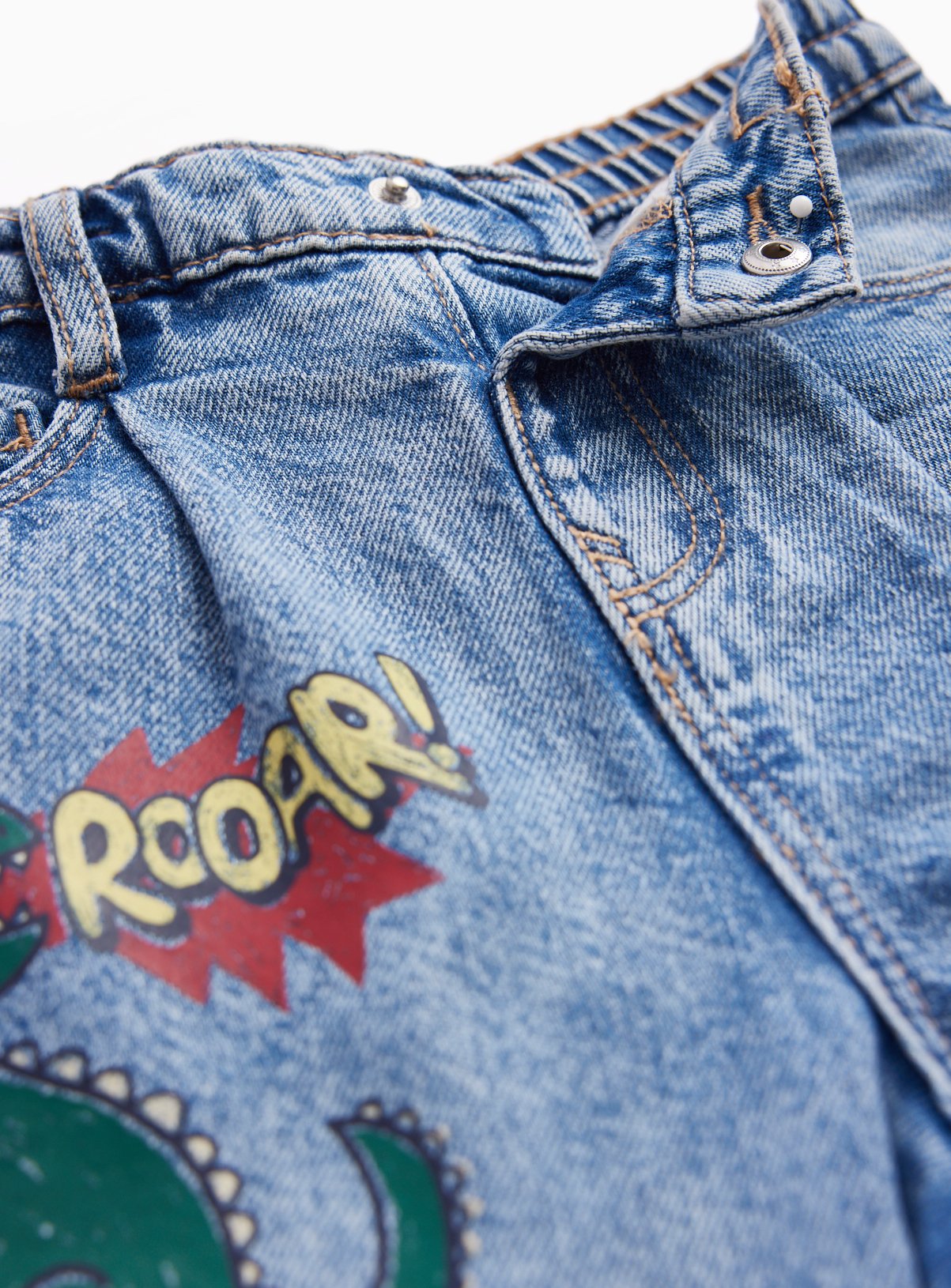 Blue Patchwork Barrel Leg Denim Jeans 7-8 years - Image 2 thumbnail