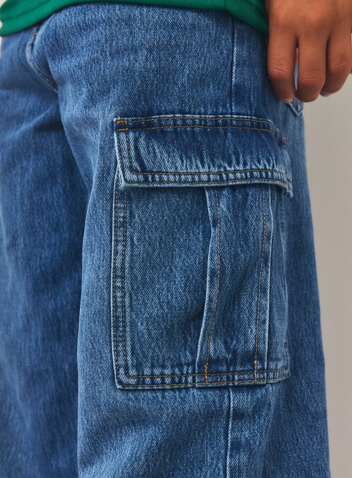 Mid Wash Wide Leg Pocket Detail Jeans 5 years - Image 5 thumbnail