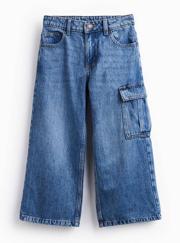 Mid Wash Wide Leg Pocket Detail Jeans 5 years