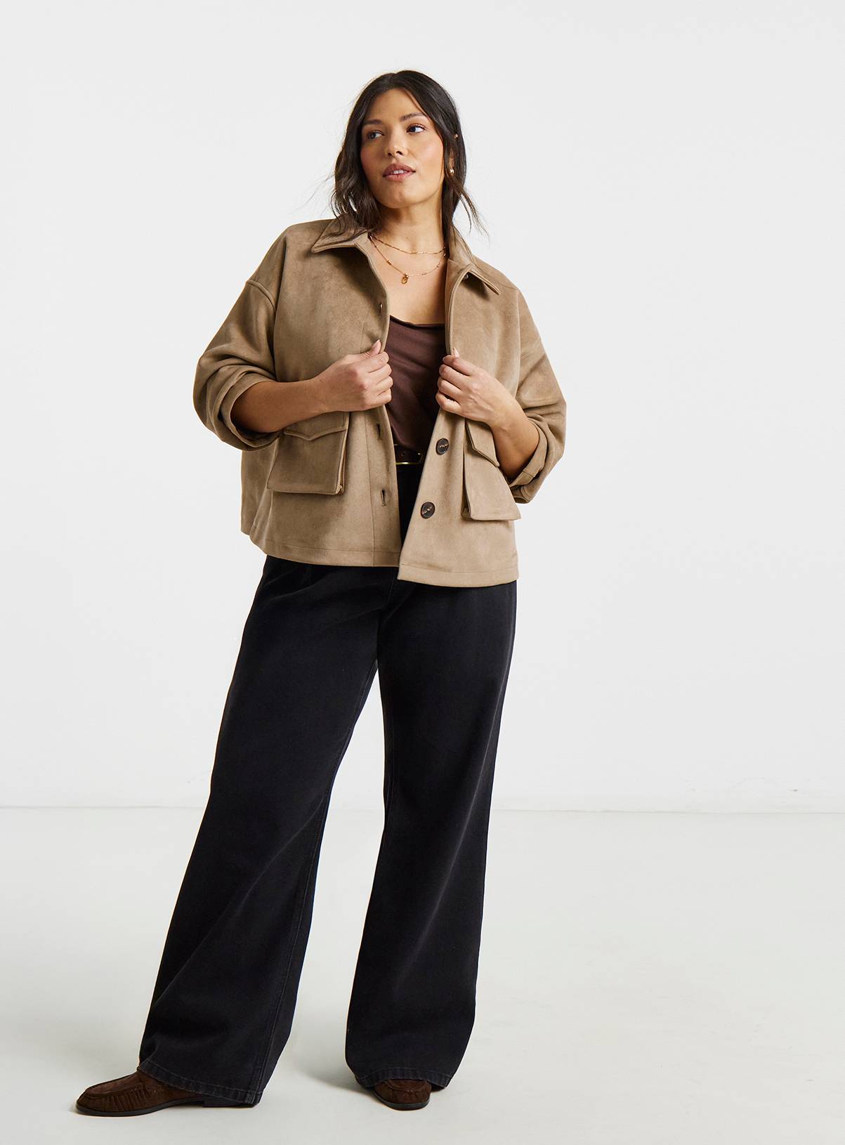 SIMPLY BE Suedette Pocket Shacket 24 - Image 3