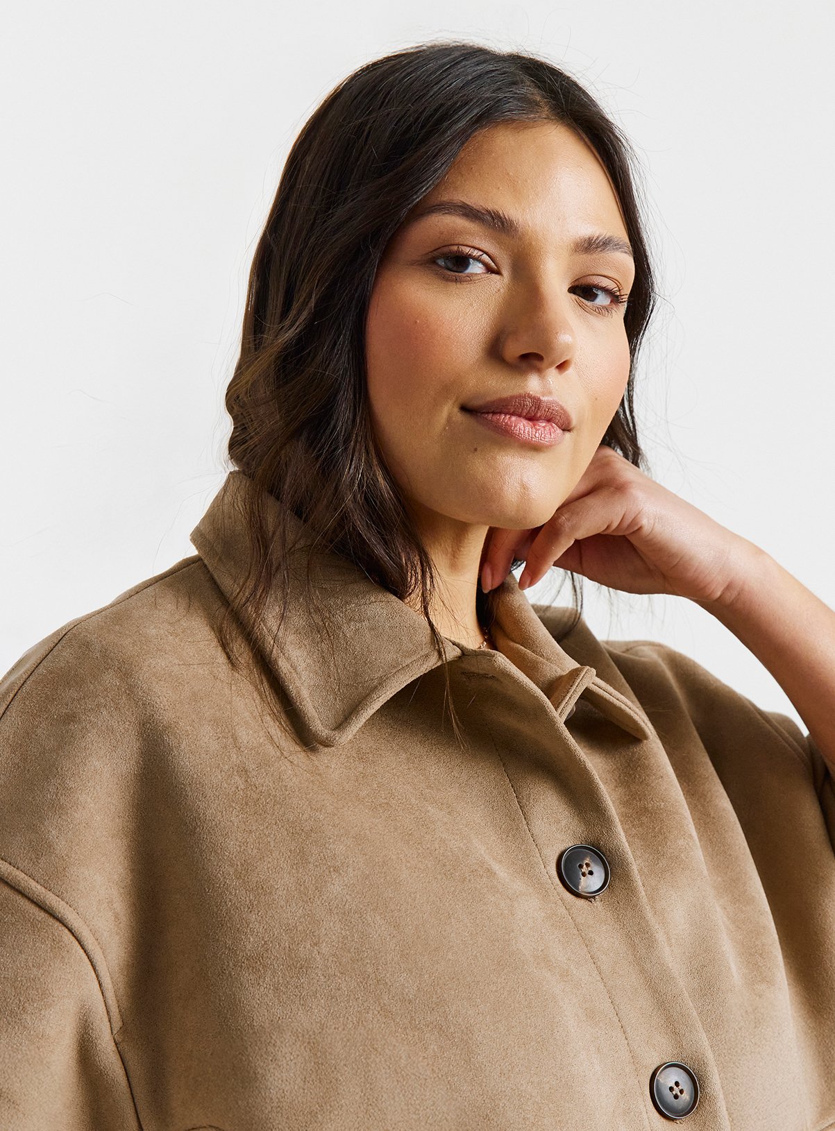SIMPLY BE Suedette Pocket Shacket 24 - Image 4 thumbnail