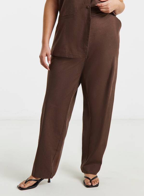 SIMPLY BE Linen Barrel Trousers 14