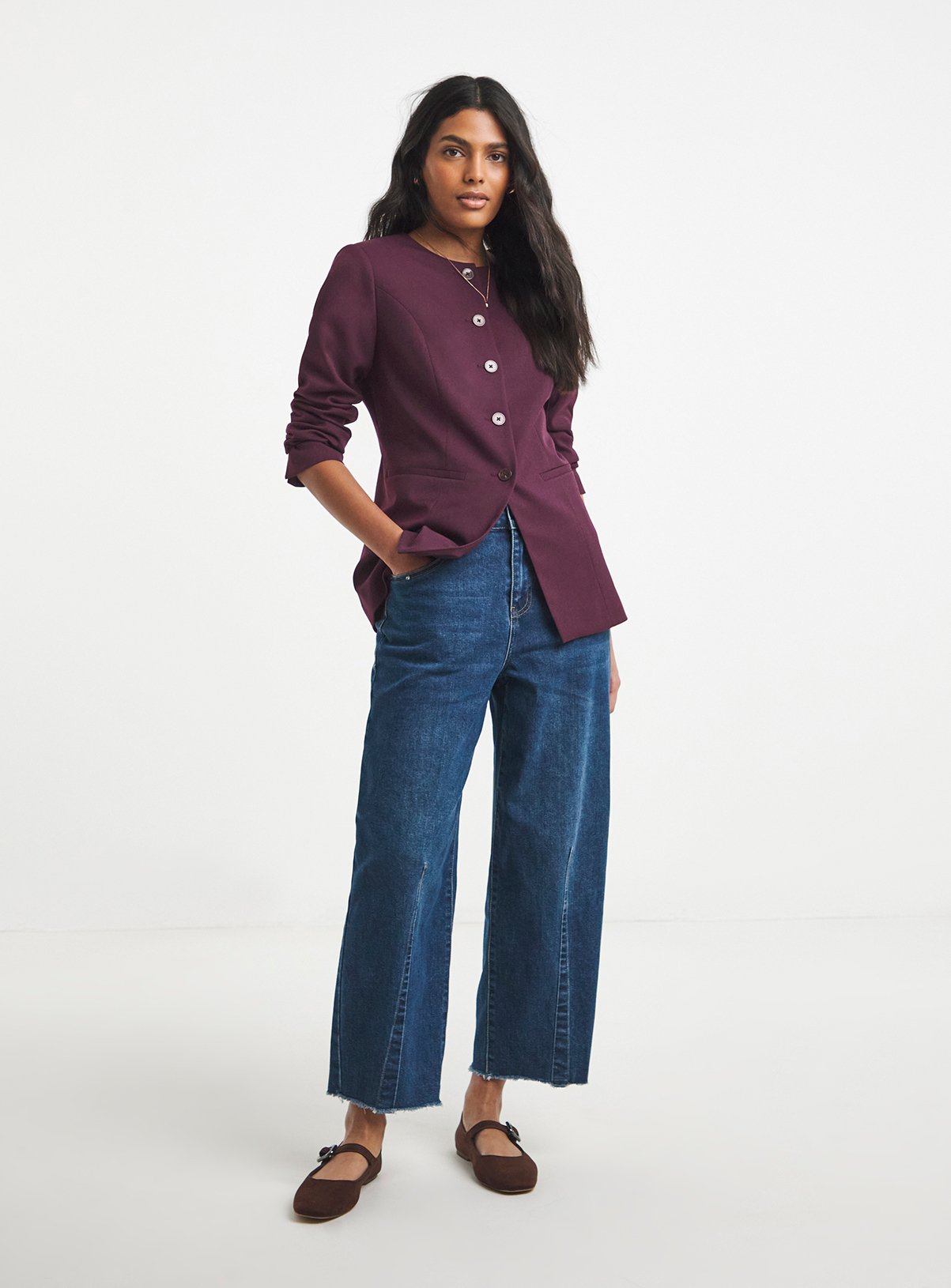 SIMPLY BE Collarless Waisted Blazer 30 - Image 3 thumbnail