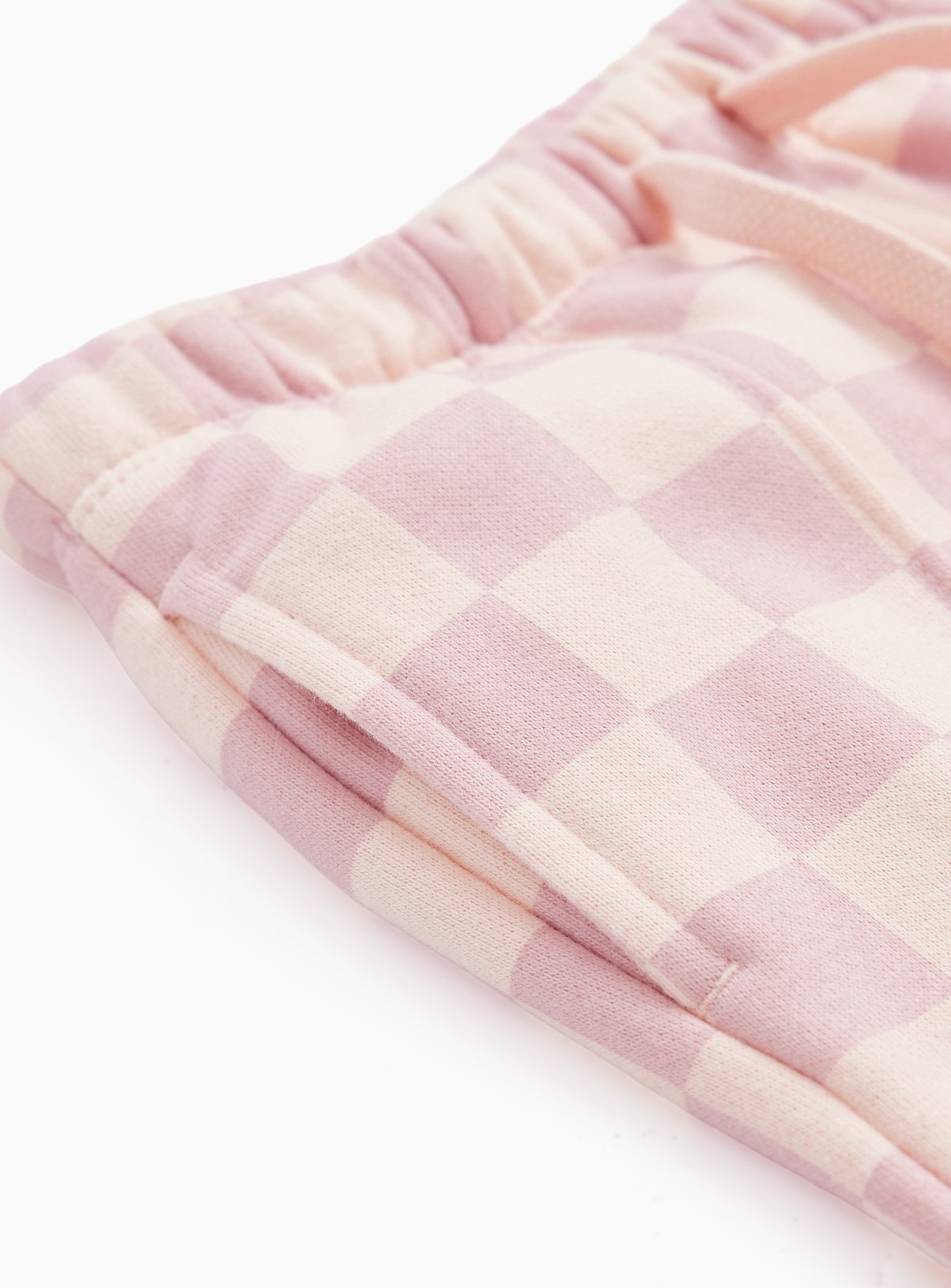 Pink Checkerboard Print Wide Leg Joggers 7-8 years - Image 2 thumbnail
