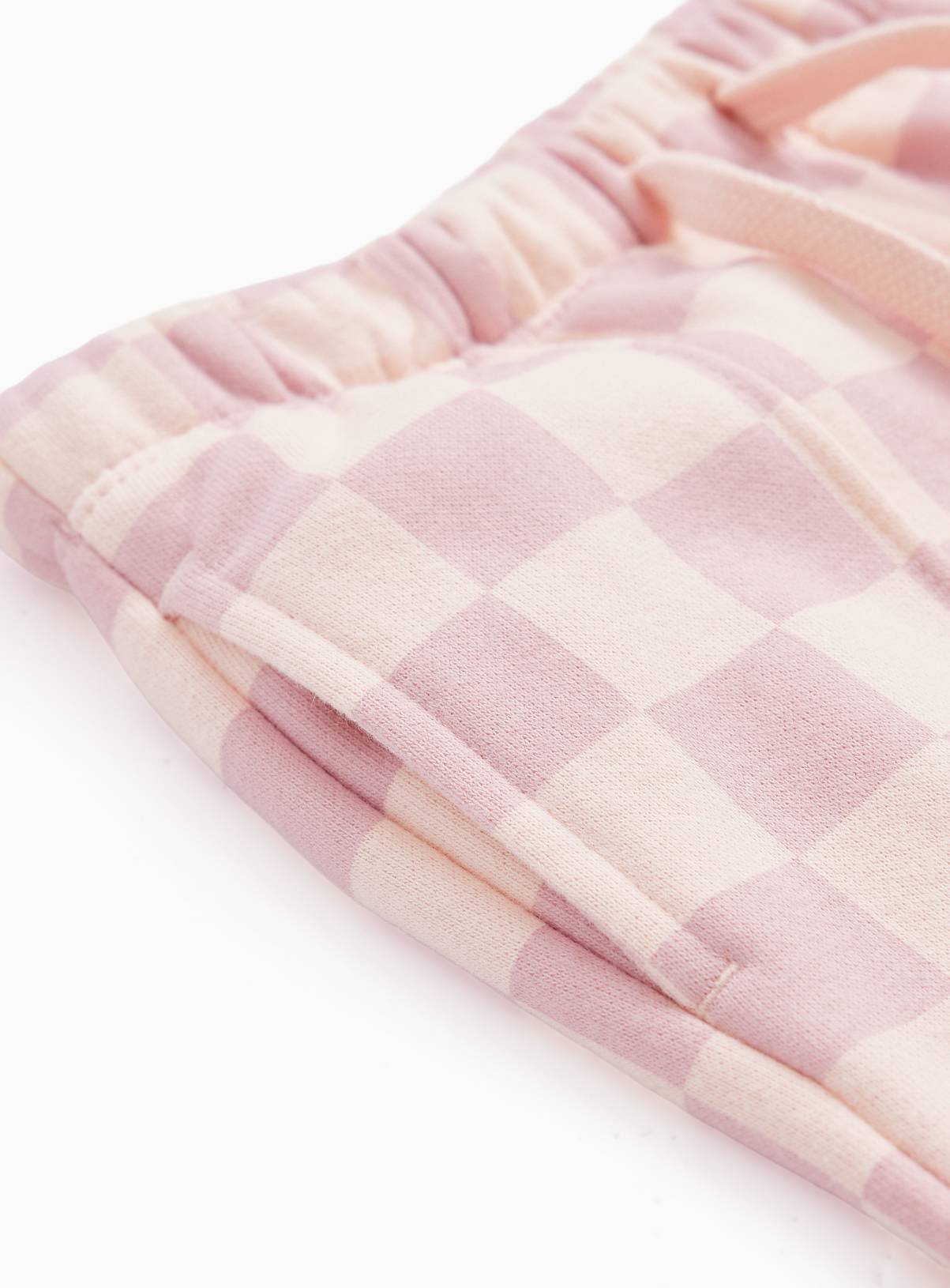 Pink Checkerboard Print Wide Leg Joggers 7-8 years - Image 2