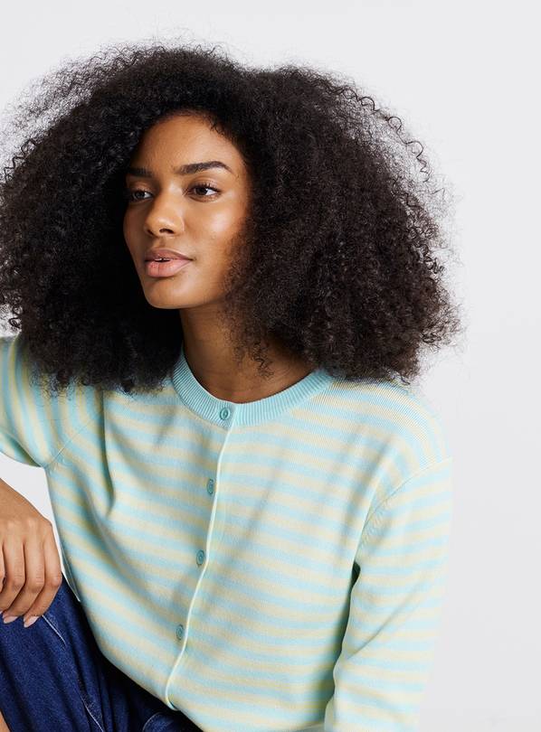 SIMPLY BE Stripe Short Sleeve Boxy Cardigan 16-18