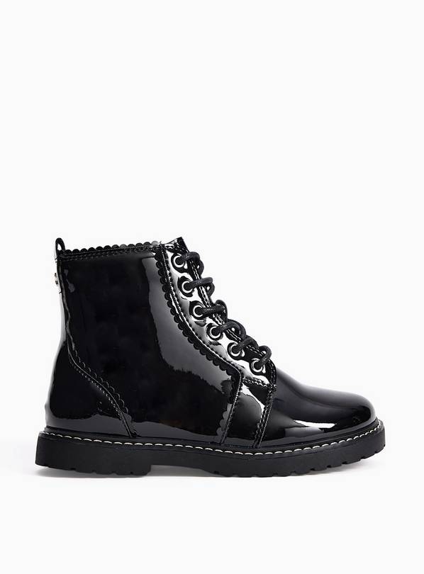 Patent Lace Up Ankle Boots 11 Infant