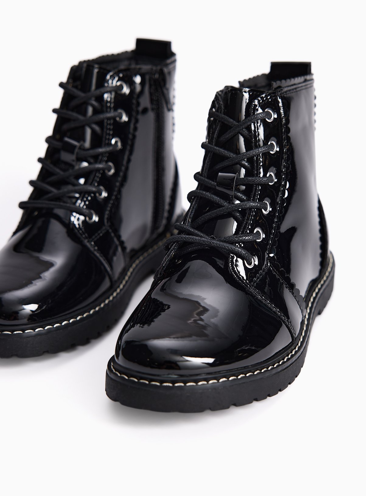 Patent Lace Up Ankle Boots 6 Infant - Image 2 thumbnail